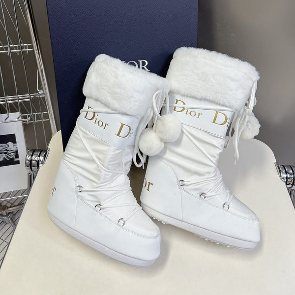CD Short Boots 60mm In White Cowhide With Feather 989719