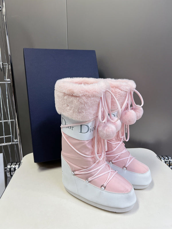 CD Short Boots 60mm In Light Pink Cowhide With Feather 989721
