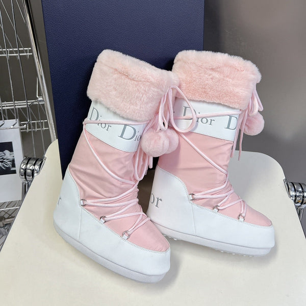 CD Short Boots 60mm In Light Pink Cowhide With Feather 989721