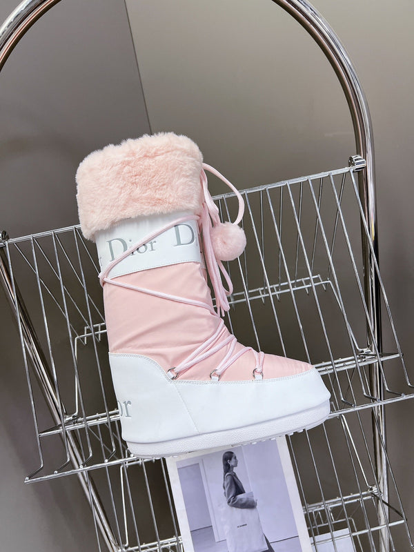 CD Short Boots 60mm In Light Pink Cowhide With Feather 989721