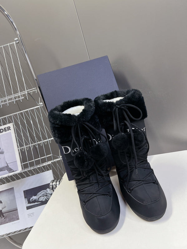 CD Short Boots 60mm In Black Cowhide With Feather 989723