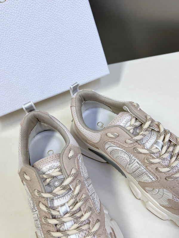 CD Chrono Sneaker In Beige Mesh Fabric And Suede 989683