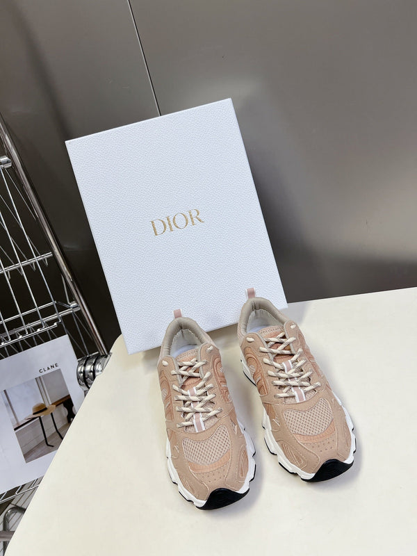 CD Chrono Sneaker In Nude Pink Mesh Fabric And Suede 989685