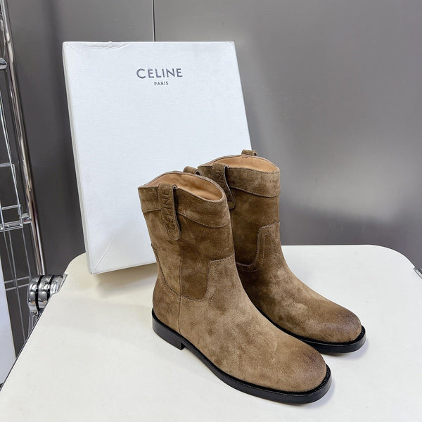 CELINE 25 cowboy boots light brown suede 434411
