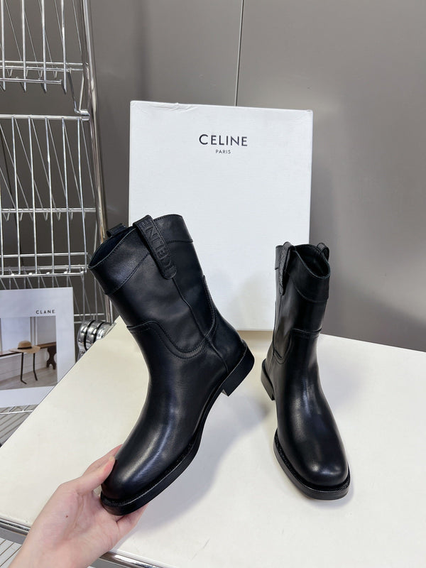 CELINE 25 cowboy boots black calfskin 434413