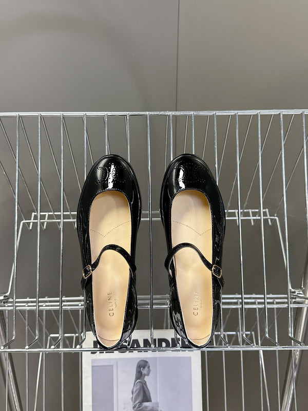 CELINE Ballet Flats Black Patent Leather 285931