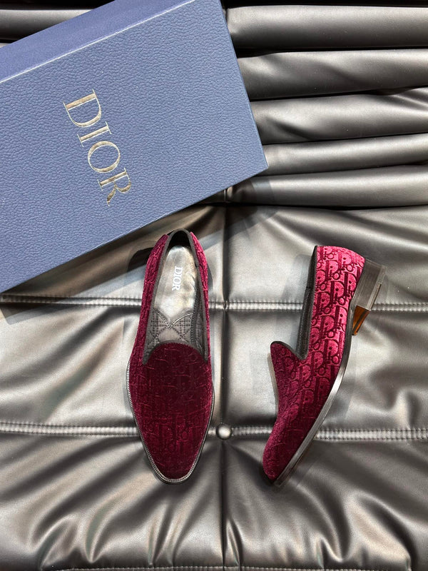 CD TIMELESS OBLIQUE LOAFER RED PINK VELVET