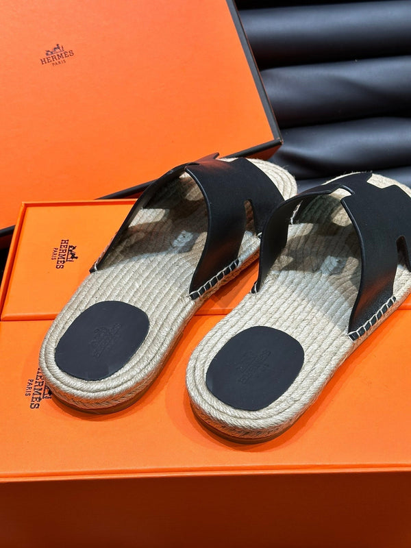 SANDALO ESPADRILLA HM ANTIGUA IN PELLE DI VITELLO NERA