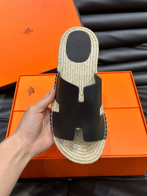 SANDALO ESPADRILLA HM ANTIGUA IN PELLE DI VITELLO NERA