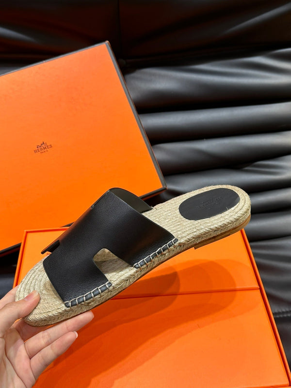 SANDALO ESPADRILLA HM ANTIGUA IN PELLE DI VITELLO NERA