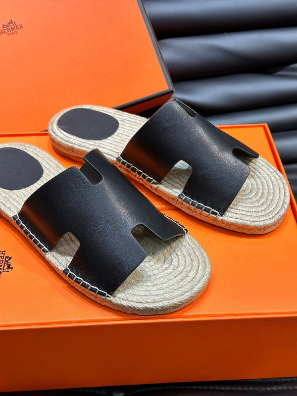 SANDALO ESPADRILLA HM ANTIGUA IN PELLE DI VITELLO NERA