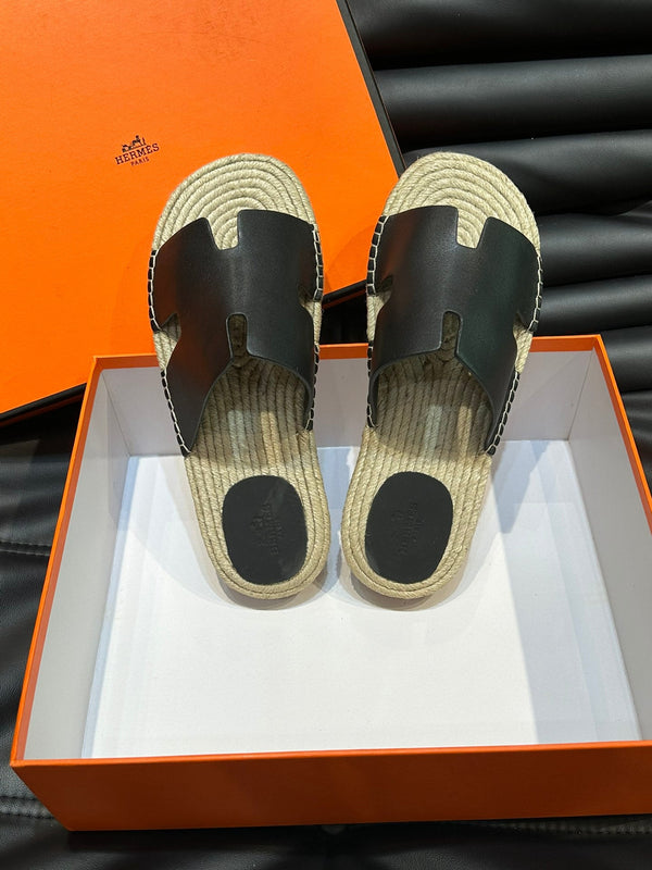 SANDALO ESPADRILLA HM ANTIGUA IN PELLE DI VITELLO NERA