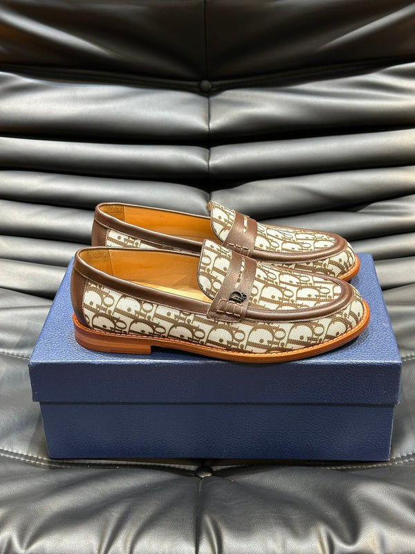 CD GRANVILLE LOAFER BROWN-WHITE MONOGRAM JACQUARD