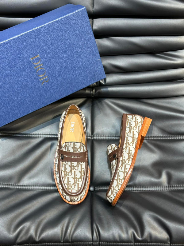 CD GRANVILLE LOAFER BROWN-WHITE MONOGRAM JACQUARD
