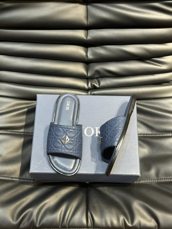 CD ALIAS SUMMER SLIPPER NAVY EMBOSSED CALFSKIN