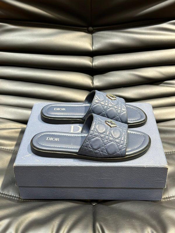 CD ALIAS SUMMER SLIPPER NAVY EMBOSSED CALFSKIN