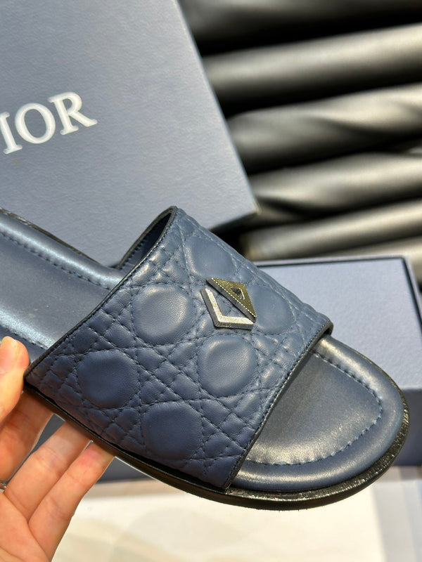 CD ALIAS SUMMER SLIPPER NAVY EMBOSSED CALFSKIN