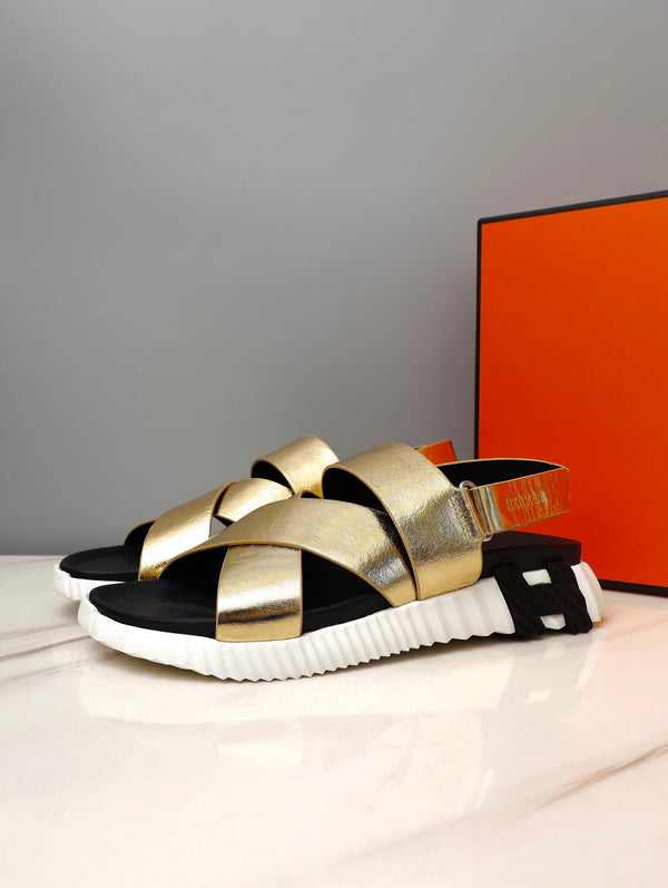 SANDALO HM ELECTRIC IN PELLE DI VITELLO ORO METALLIZZATO