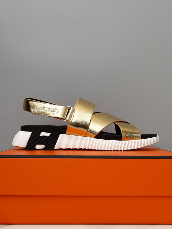 SANDALO HM ELECTRIC IN PELLE DI VITELLO ORO METALLIZZATO