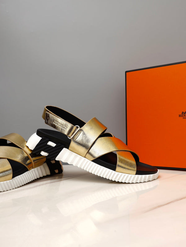 SANDALO HM ELECTRIC IN PELLE DI VITELLO ORO METALLIZZATO