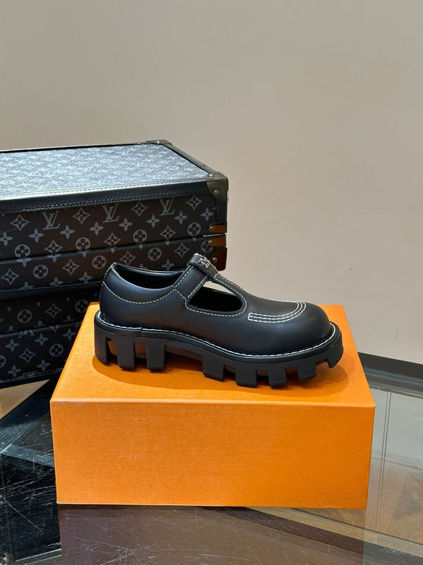 LV CHECKER MARY JANE BLACK CALFSKIN