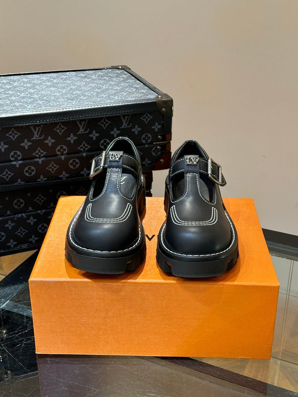 LV CHECKER MARY JANE BLACK CALFSKIN