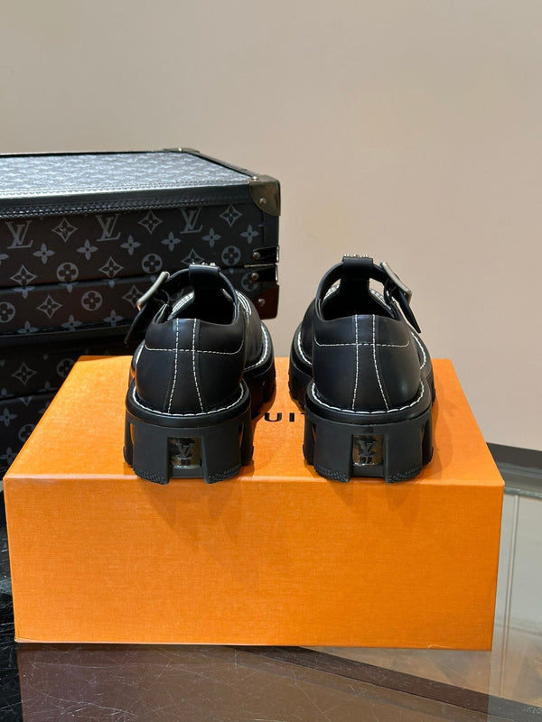 LV CHECKER MARY JANE BLACK CALFSKIN