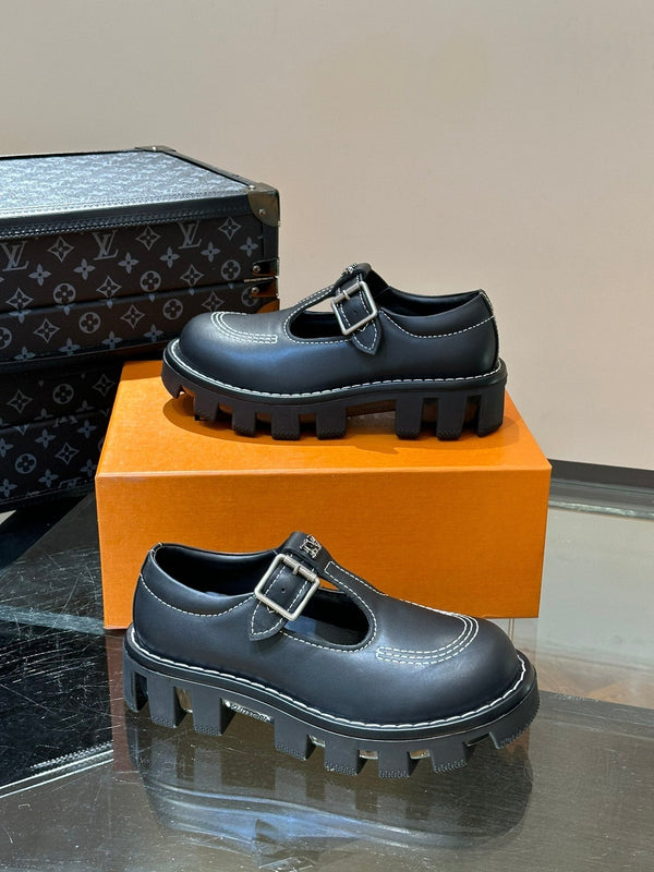 LV CHECKER MARY JANE BLACK CALFSKIN