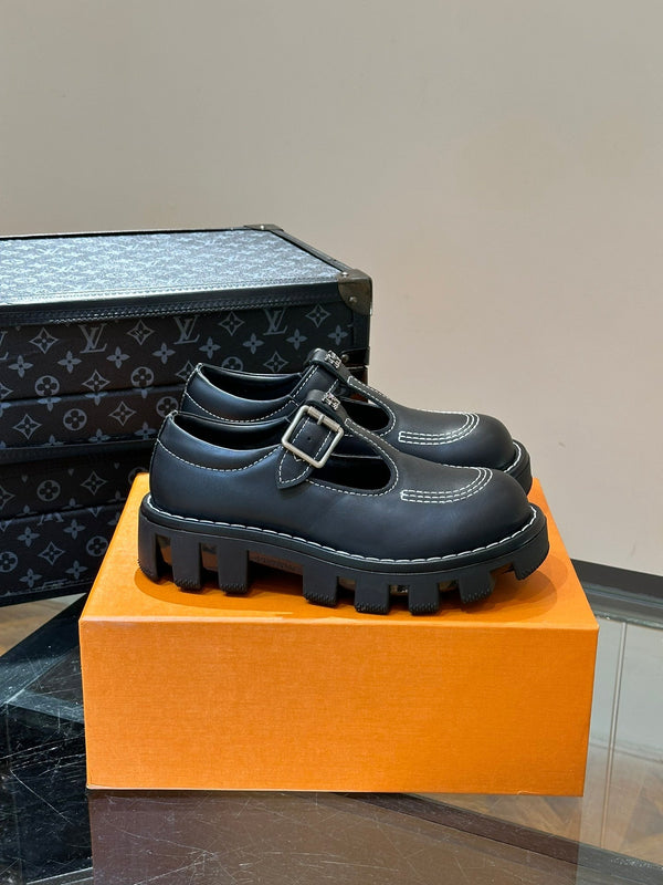 LV CHECKER MARY JANE BLACK CALFSKIN