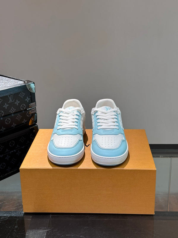LV SNEAKER BIANCO MIX BLU BABY IN PELLE DI VITELLO GOFFRATA