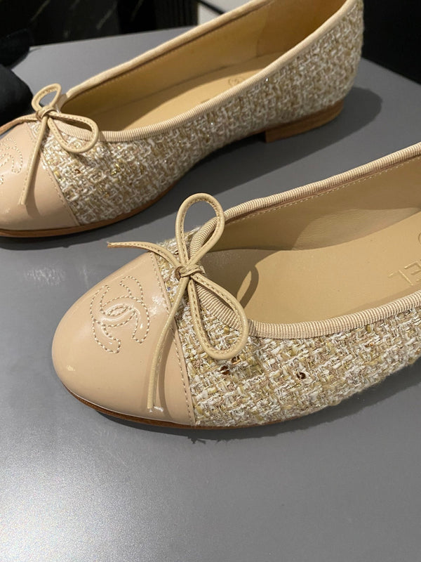 ballerina beige tweed vernice vitello