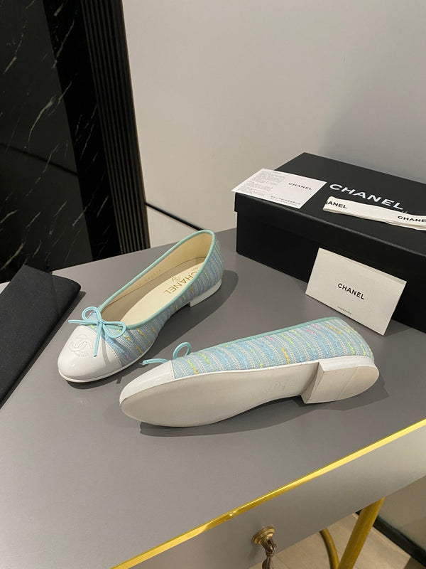 ballerina blu nuvola tessuto ricamato pelle di vitello bianca