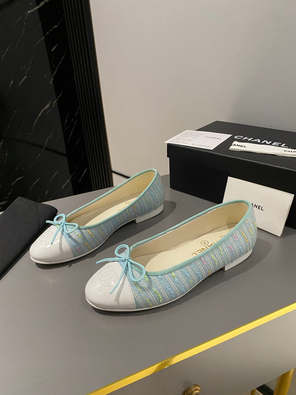 ballerina blu nuvola tessuto ricamato pelle di vitello bianca