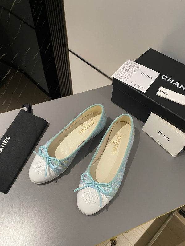 ballerina blu nuvola tessuto ricamato pelle di vitello bianca