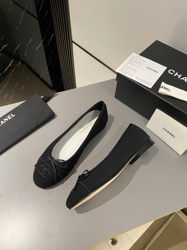 ballerine in tessuto nero ricamato