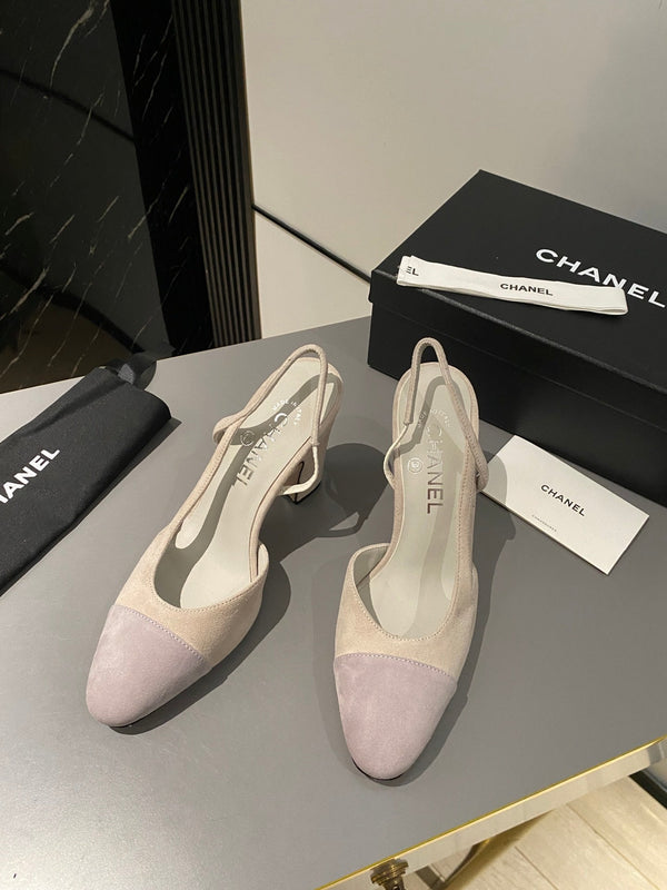CC Slingback 95mm Beige Chiaro Viola Scamosciato