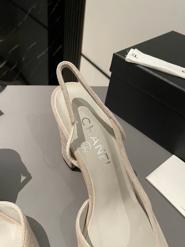 CC Slingback 95mm Beige Chiaro Viola Scamosciato