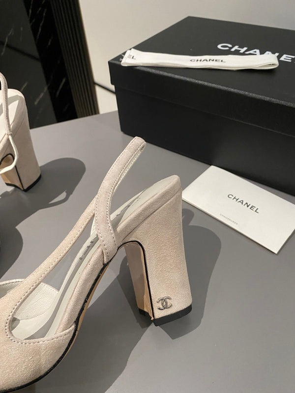 CC Slingback 95mm Beige Chiaro Viola Scamosciato