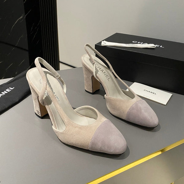 CC Slingback 95mm Beige Chiaro Viola Scamosciato