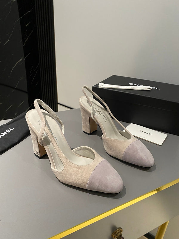 CC Slingback 95mm Beige Chiaro Viola Scamosciato
