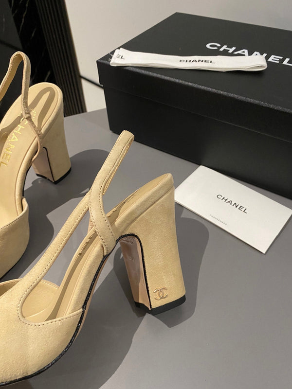 CC Slingback 95mm Beige Brown Suede