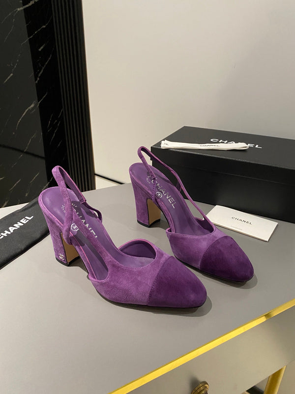 CC Slingback 95mm in pelle scamosciata viola