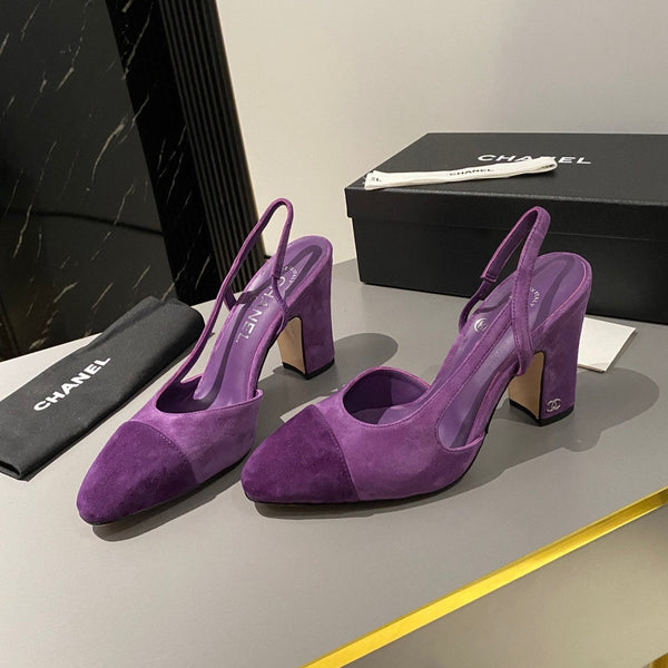 CC Slingback 95mm in pelle scamosciata viola