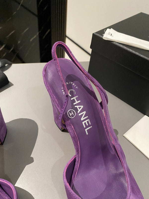 CC Slingback 95mm in pelle scamosciata viola
