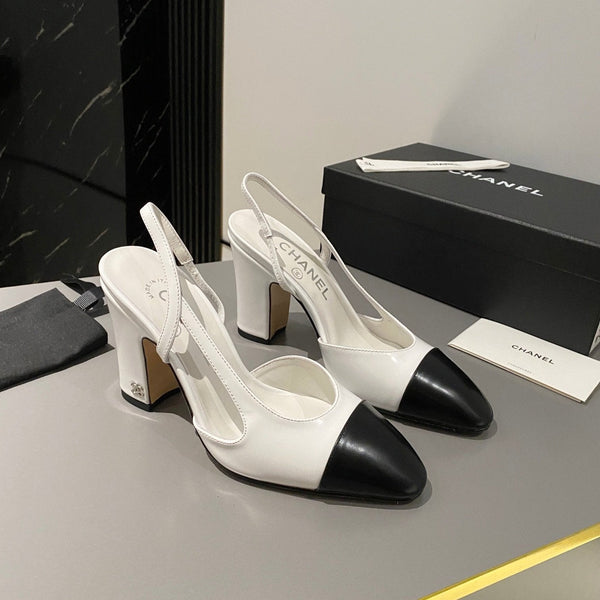 CC Slingback 95mm in pelle di agnello bianca