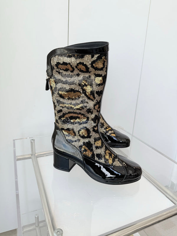 CC 25 High Boot Leopard Print Cowhide Fabric 411463