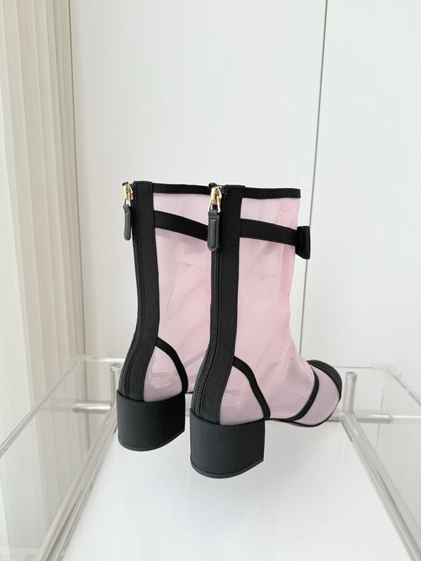 CC 25 Short Boot Pink Black Mesh Fabric 411467