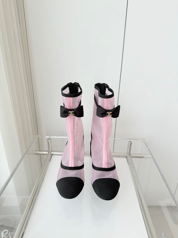 CC 25 Short Boot Pink Black Mesh Fabric 411467