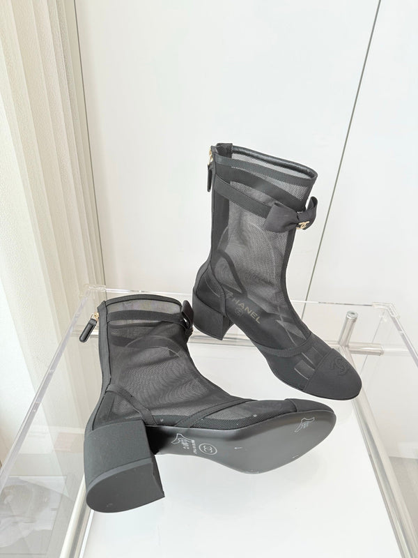 CC 25 Short Boot 55mm Black Mesh Fabric 411468