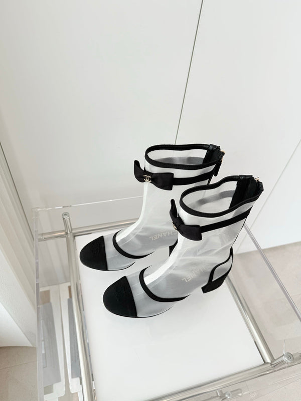 CC 25 Short Boot Black White Mesh Fabric 411470